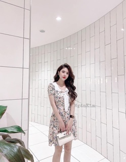Đầm hoa xoè cổ bèo