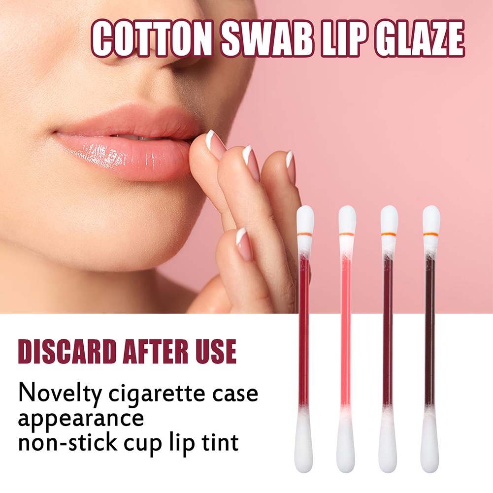 Tăm Bông Son Men Cotton Lip Glaze Di Động Làm Đẹp Sáng Tạo Không Phai Màu Môi wine01