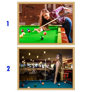 Tranh dán tường tự chọn mẫu HD trang trí quán Bida HUD0558-59K KT 120 x 90 cm kim sa