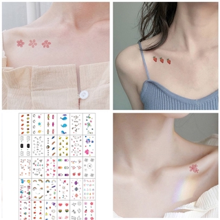(Hàng Mới Về) Hình Xăm Dán Tạm Thời Chống Nước Lâu Trôi Họa Tiết Hoa Và Mèo Cho Nữ