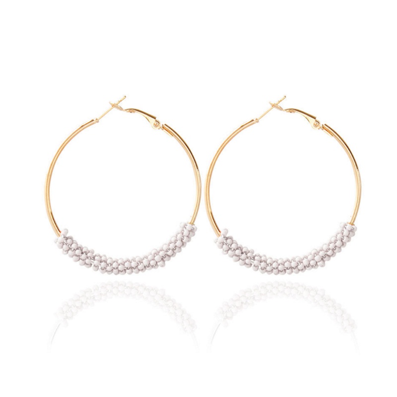 Bông Tai Dạng Vòng Tròn Phối Hạt Phong Cách Bohemian Thời Trang