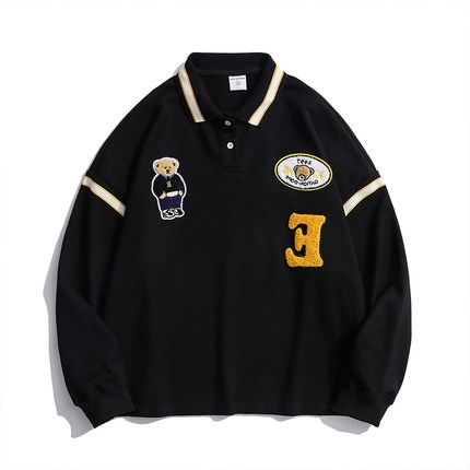 [Hàng Order] Áo Polo logo BEAR có cổ ULzzang form rộng dài tay dày dặn Unisex mới nhất thu đông 2021 PL002 | BigBuy360 - bigbuy360.vn