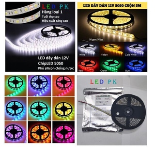 Đèn Led Dây Dán Trang Trí 12V 5050 [Cuộn 5M] - CHIP LED 5050 - CHỐNG NƯỚC - TRANG TRÍ NỘI THẤT - KHUNG VIỀN NHÀ CỬA