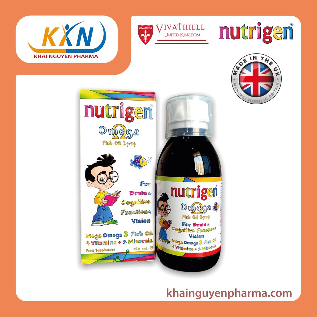 Nutrigen Omega Fish Oil Syrup - Siro Trẻ Em - Hỗ Trợ Cho Sự Phát Triển Của Não Bộ Và Hệ Thần Kinh Cho Trẻ