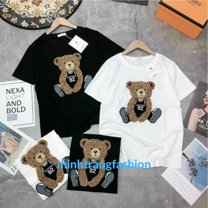 Áo Phông Nữ Form Rộng Dáng Unisex, Áo Thun Tay Lỡ Freesize Chất Cotton Co Dãn 4 Chiều Hình Gấu | BigBuy360 - bigbuy360.vn