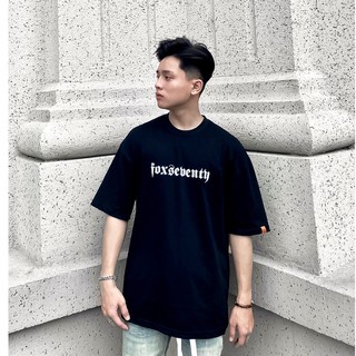 Áo thun nam tay lỡ fom rộng Foxseventy màu đen fom rộng chất cotton mặc thỏa mái dễ thấm mồ hôi nam nữ đều mặc được