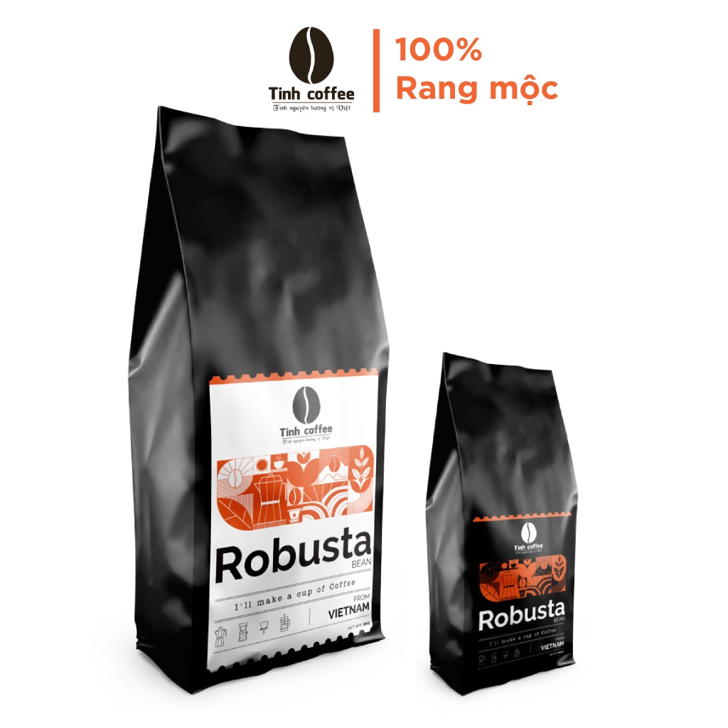 100% Cà phê Robusta Đắk Lắk nguyên chất Tinh Coffee, lượng caffein vượt trội, cafe rang xay mộc - 250g / 500gr