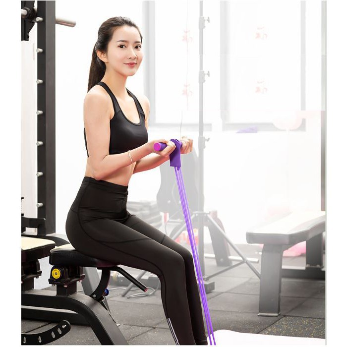 Dây kéo đàn hồi 4 ống cao su, dây tập thể dục, tập gym, tập cơ bụng thông minh tại nhà - Moon Shop