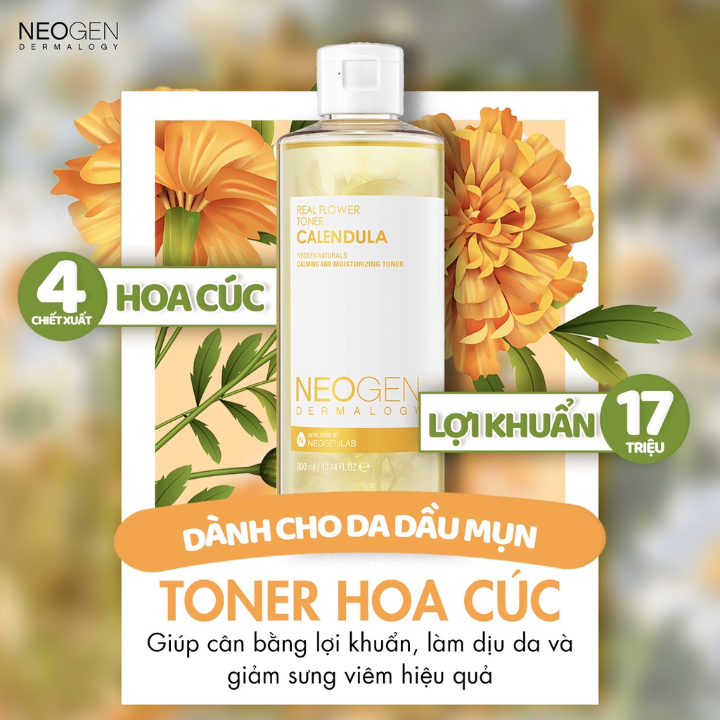 Toner Hoa Cúc Cân Bằng Lợi Khuẩn, Làm Dịu & Cấp Ẩm Cho Da Mụn Nhạy Cảm Neogen Dermalogy 300ml