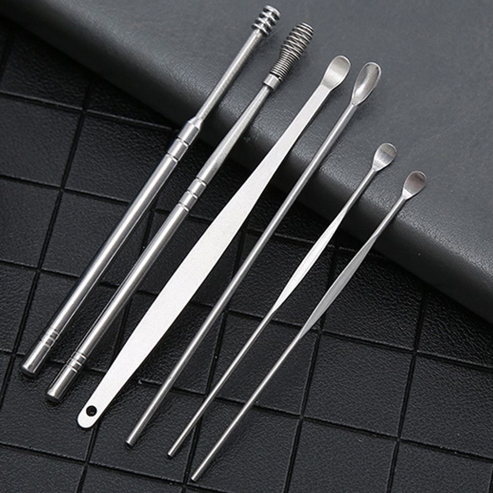 [Hàng mới về] Set 6 dụng cụ lấy ráy tai bằng thép không gỉ chăm sóc cho nam và nữ