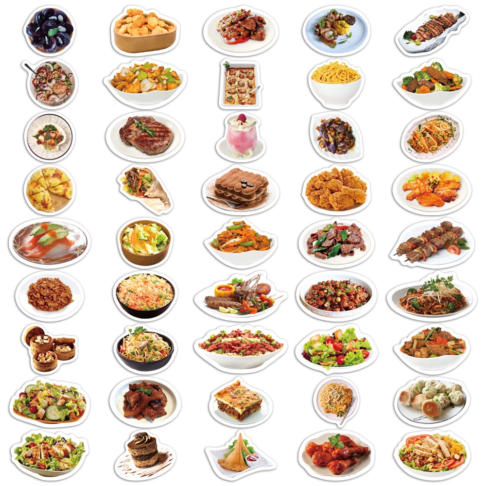 Set 90 chiếc sticker chống thấm nước ĐỒ ĂN TIKTOKER RẤT THÍCH REVIEW muốn dán gì dán nè