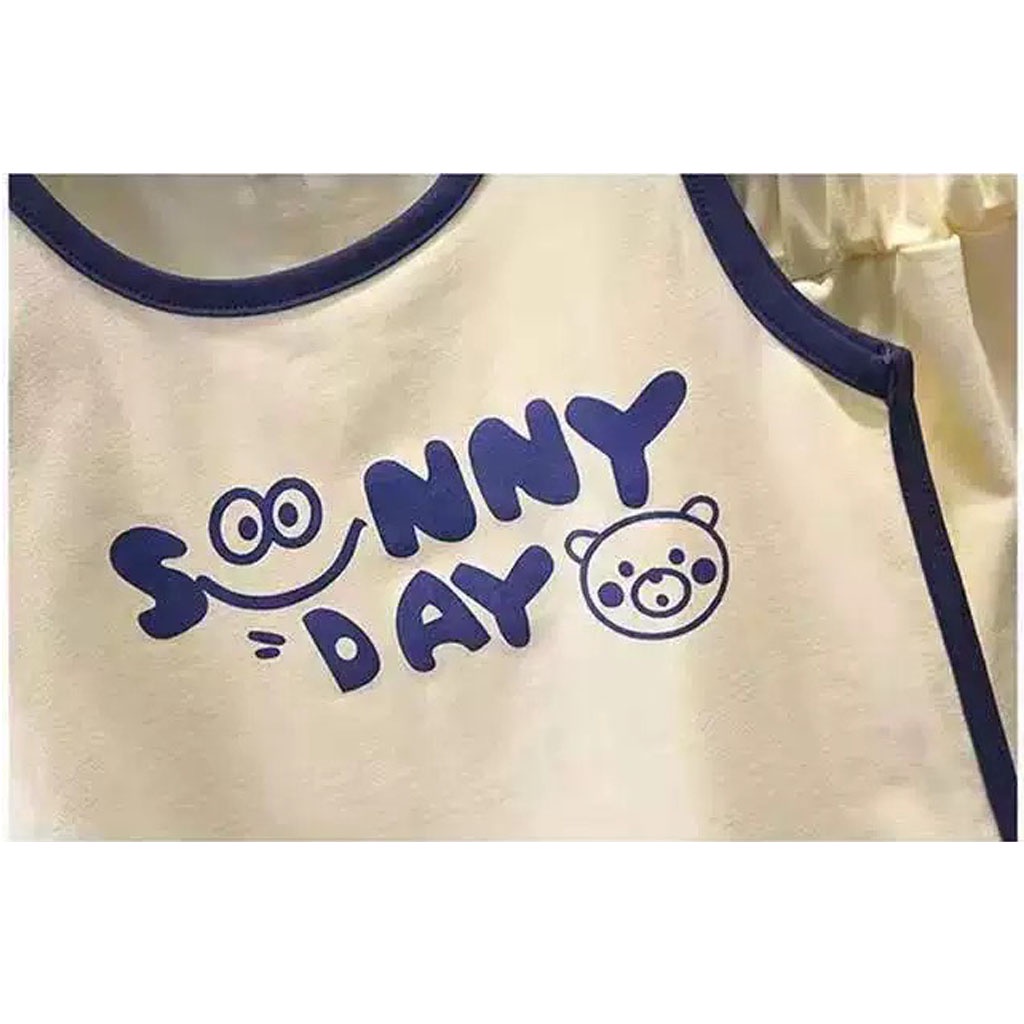 Bộ Ba Lỗ Cho Bé In Chữ Sunny Day, Bộ Sát Nách Cho Bé Chất Cotton Cao Cấp Từ 6-27kg - LILA KIDS