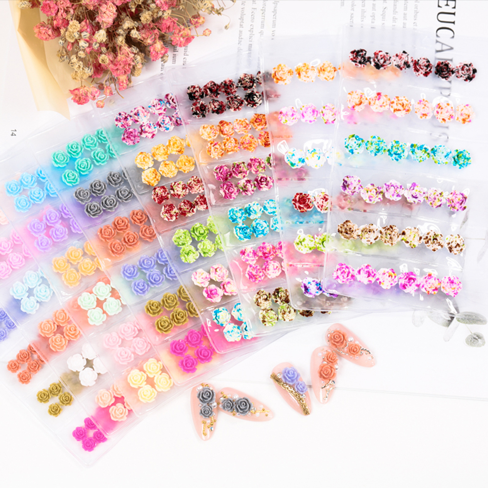 [Hàng mới về] Hoa hồng nhựa 3d nhiều màu sắc sáng tạo trang trí móng tay nghệ thuật