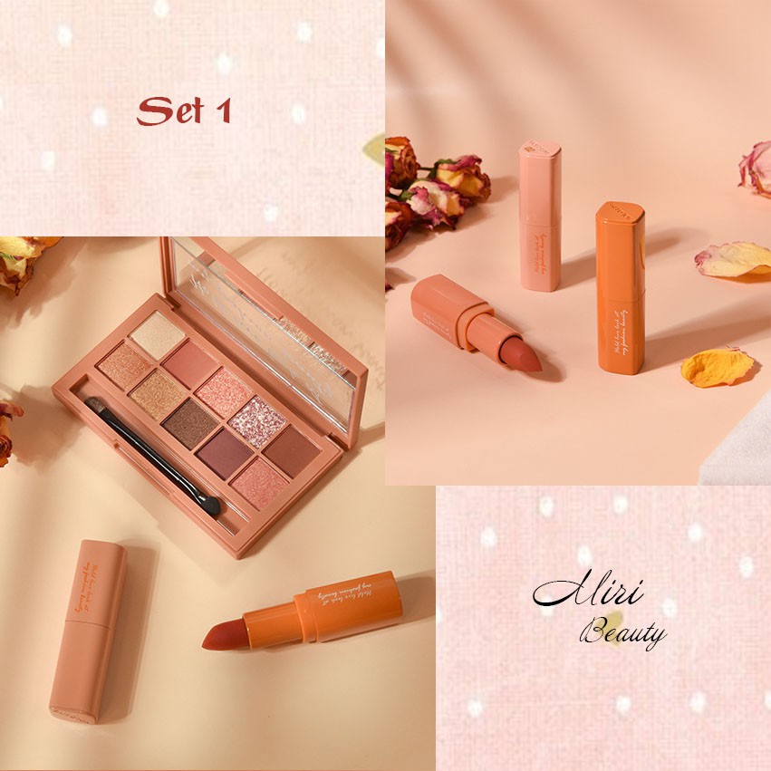 Set trang điểm bảng phấn mắt và 3 màu son HOLDLIVE Chocochoke Pink Sweet Perfect Suit | BigBuy360 - bigbuy360.vn
