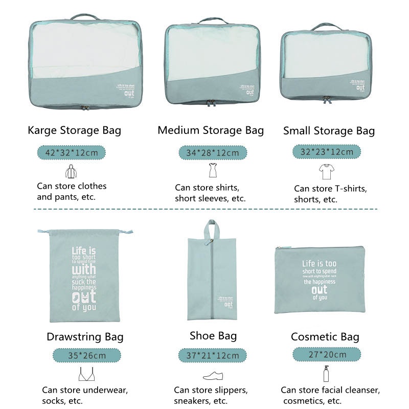 Set 6 Túi Đựng Đồ Đa Năng Có Khóa Kéo Tiện Dụng