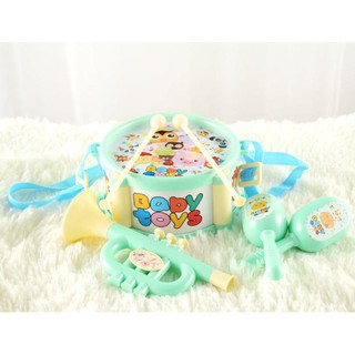 (Xanh, Hồng) Bộ 5 món đồ chơi trống, kèn cho bé