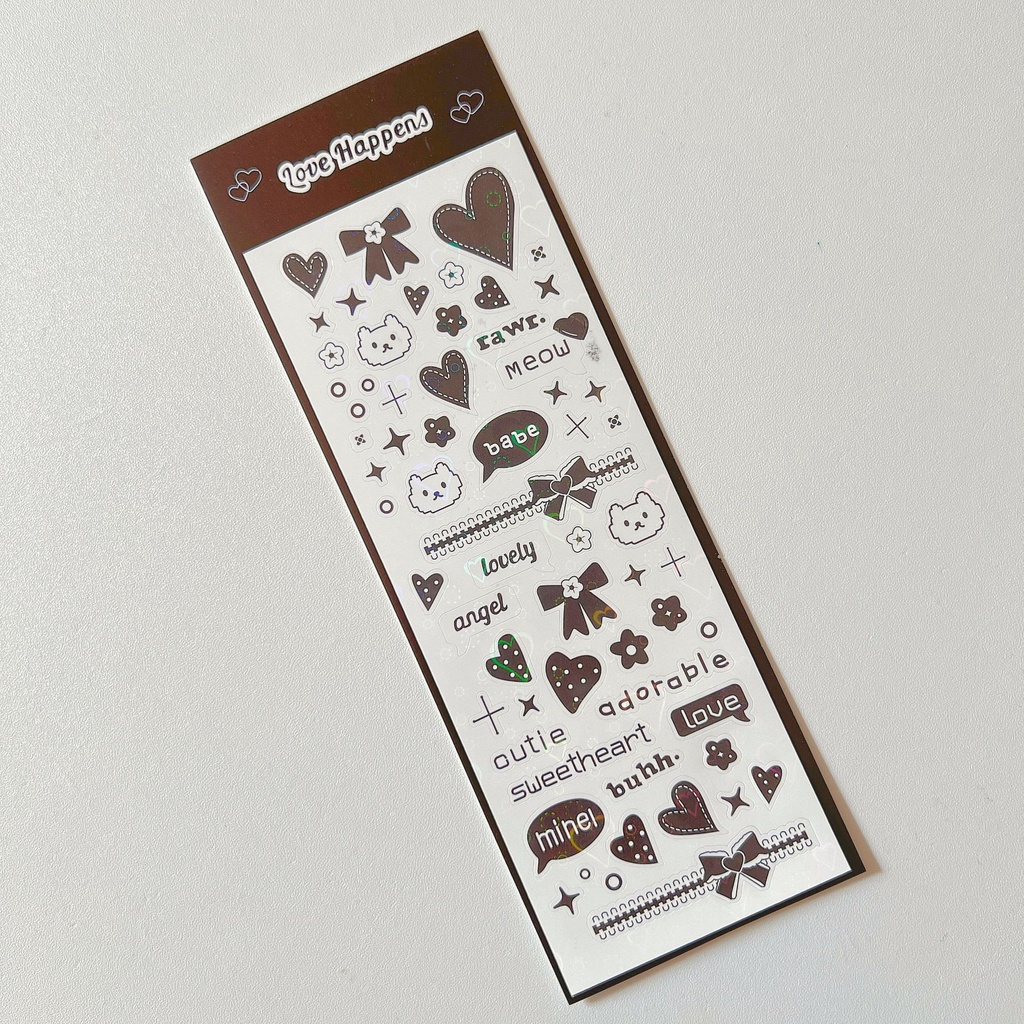 Tấm sticker laser họa tiết thỏ, tình yêu