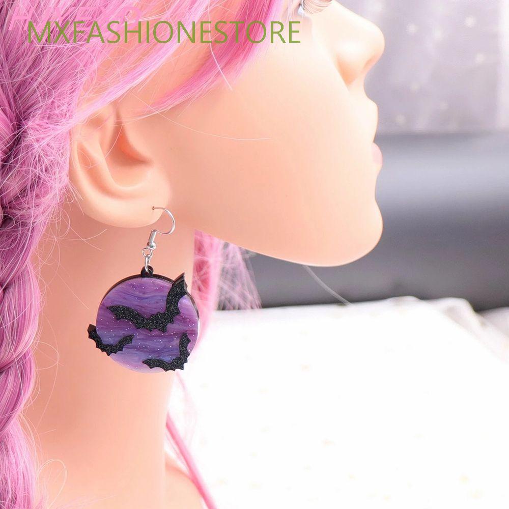 MXFASHIONESTORE Funny Halloween Dangle Earrings Cute Women Stud Earrings Korean Style Earrings Party Moon Black Bat Gothic Girls Simple Fashion Jewelry