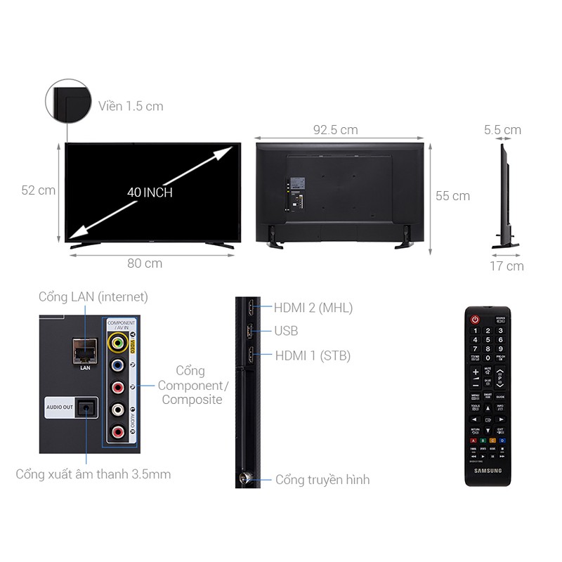 Smart Tivi Samsung 40 inch UA40J5250D - Hàng chính hãng (Liên hệ với người bán để đặt hàng)