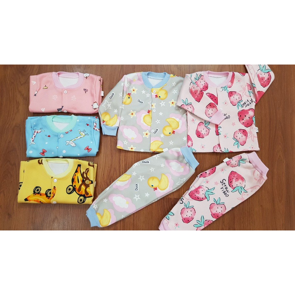 Bộ nỉ nữ khuy giữa cho bé gái túi zip 01 bộ/ túi