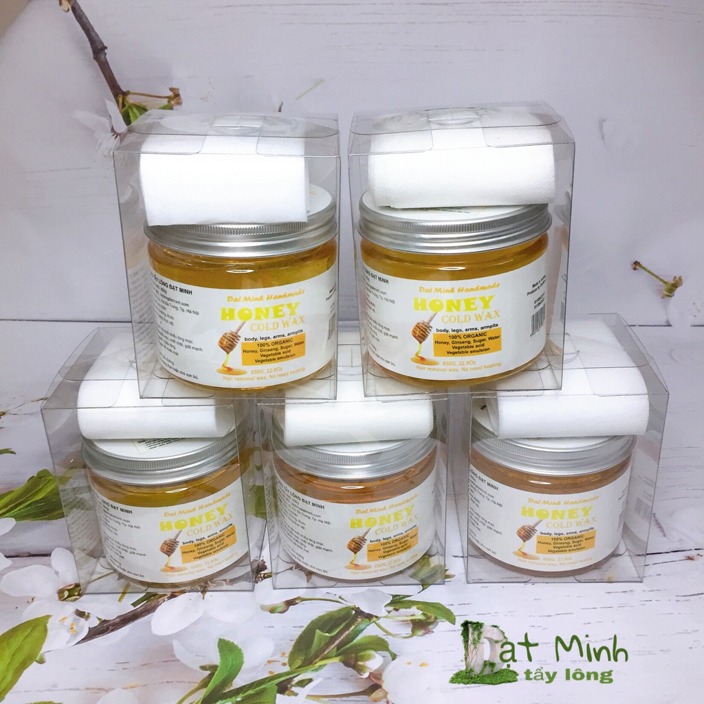 BỘ WAX LẠNH TẨY LÔNG 650G + GÓI GIẤY WAX 100 TỜ, ĐẠTMINH HONEY COLD WAX + WAXING PAPER 100 SHEET