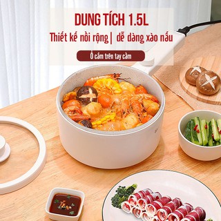 Nồi Lẩu Điện Mini Nồi Nấu Mì Chảo Lẩu Chống Dính Đa Năng Dung Tích 1.5L Công Suất 600W 2 Chế Độ Nhiệt BH 12 Tháng TN01