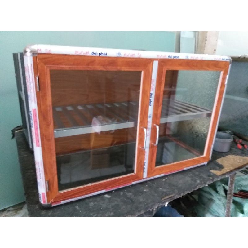 Tủ nhôm kính chén bát loại treo tường hoặc để mặt bếp