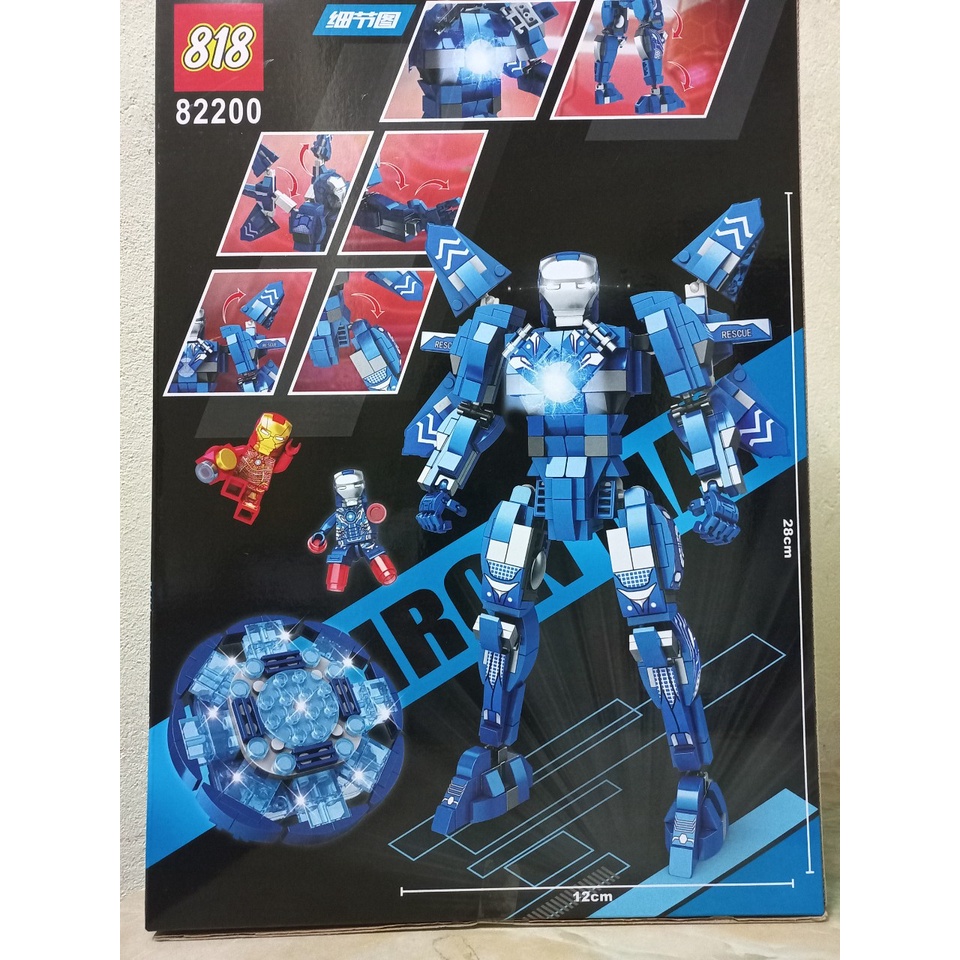 Lắp ghép Ironman người sắt lắp ghép 82200 MK38 màu xanh - 615 chi tiết