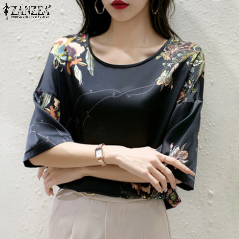 Áo sơ mi Zanzea tay lửng in hoa thời trang cổ điển cho nữ