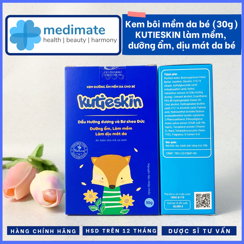 Kem KUTIESKIN mềm da, dịu da, dưỡng ẩm an toàn cho trẻ sơ sinh (tuýp 30g)