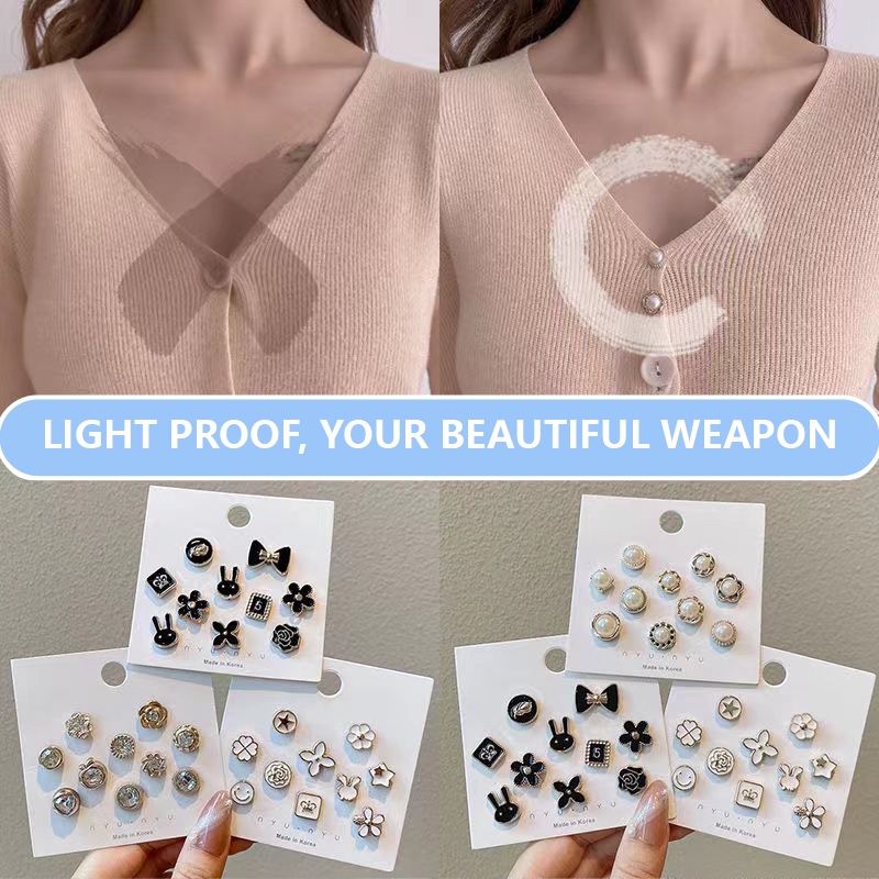 Phụ Kiện Nút Cài Cổ Áo Sweater Chống Chói Không Đường May