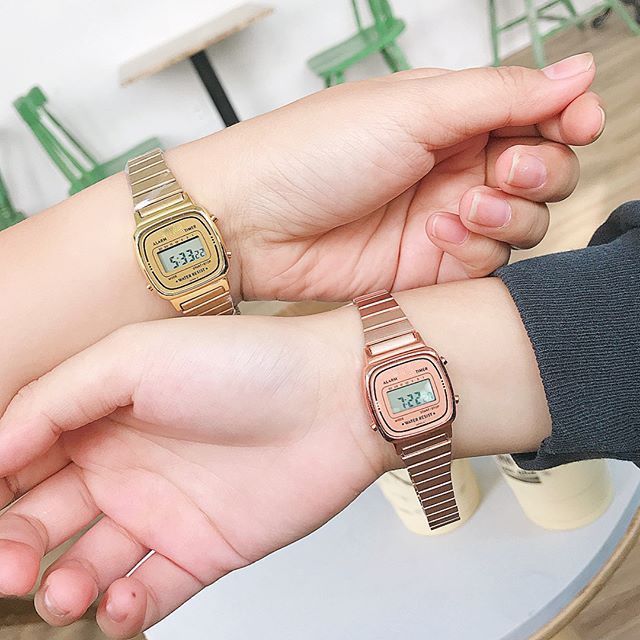 Đồng Hồ Điện Tử Nữ LA 670 Bản Mini Nhẹ Nhàng, Phong Cách Trẻ Trung , Thanh Lịch, Chống Nước PCR-3ATM