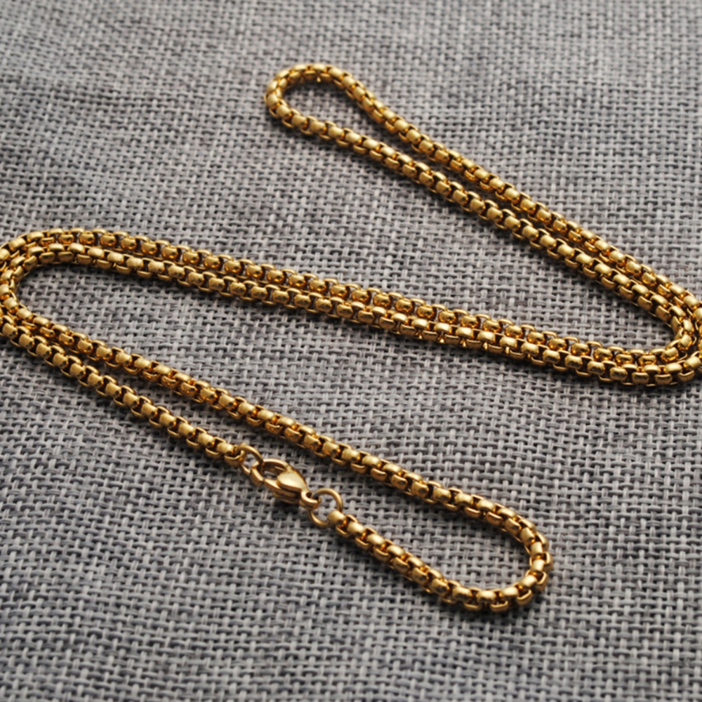 Dây chuyền thép titan mặt vuông đơn giản 3mm thời trang cho nam