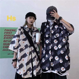  Áo sơ mi hoa cúc unisex form rộng cá tính