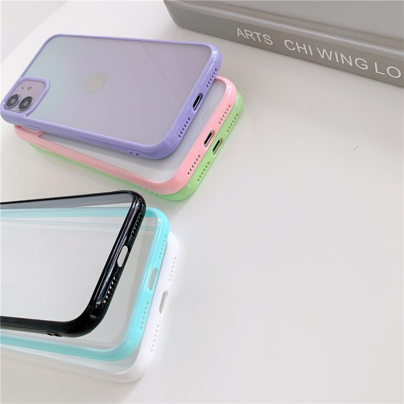 Suntaiho Candy Color Border Shockproof Transparent Hard PC Phone Case For iPhone 11 Pro XR XS Max 7 8 Plus