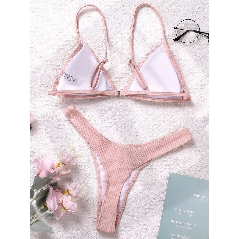 Bikini 2 Mảnh Pastel Tam Giác Dây Sexy Basic Tankini Quần Lọt Khe