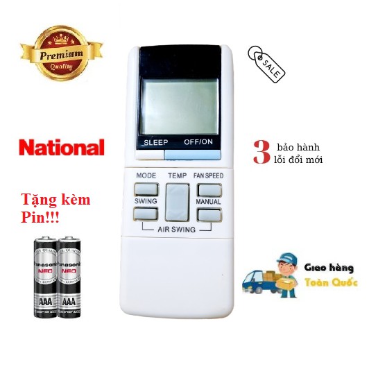 Điều khiển điều hòa National 1&2 chiều 9000BTU 12000BTU 18000BTU- Hàng tốt Tặng kèm Pin