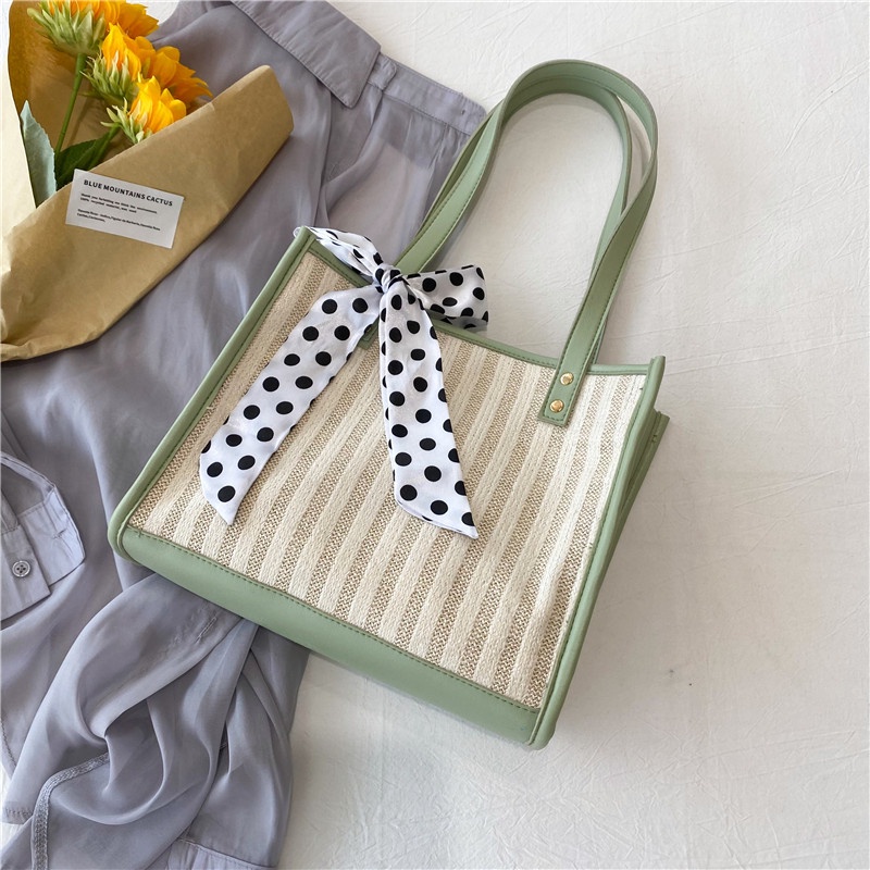 Túi Xách Cỡ Lớn Phối Khăn Quàng Cổ Thời Trang Hàn Quốc Sành Điệu