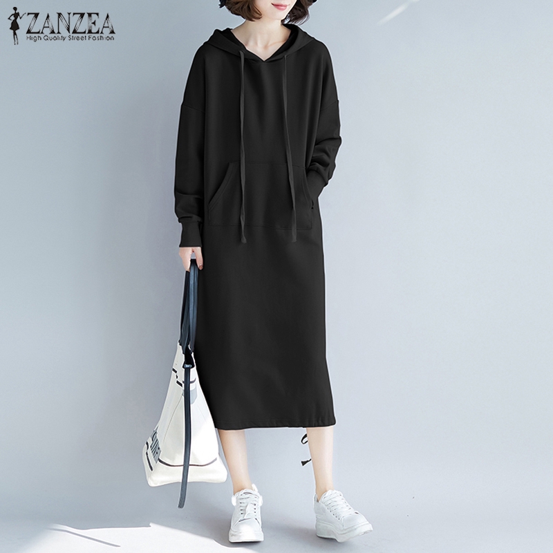 Đầm Hoodie ZANZEA Tay Dài Duyên Dáng Sành Điệu Cho Nữ | BigBuy360 - bigbuy360.vn