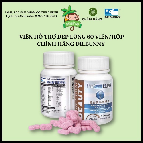 Vật dụng thỏ bọ - Viên hỗ trợ dinh dưỡng, đẹp lông 60 viên/hộp chính hãng Dr.Bunny cho hamster, thỏ, bọ, chinchilla,...