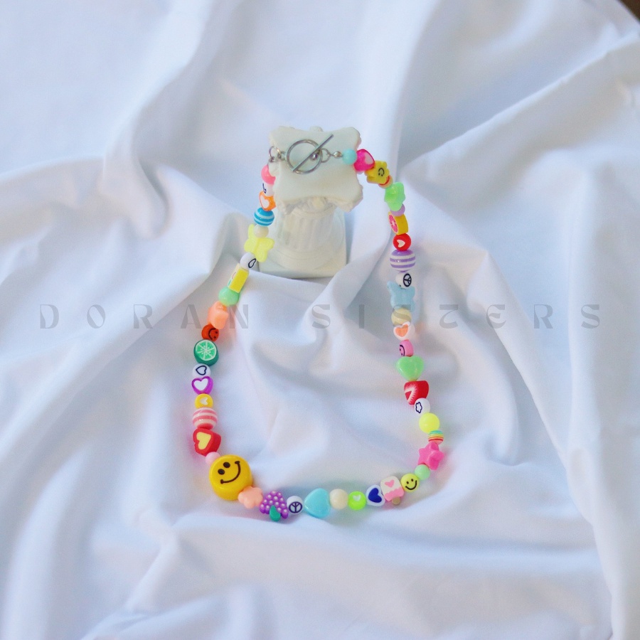 Dây chuyền (Vòng cổ) charm rainbow mặt cười đá phong cách trẻ trung năng động🌈🌈🌈 |handmade by Doran Sisters|