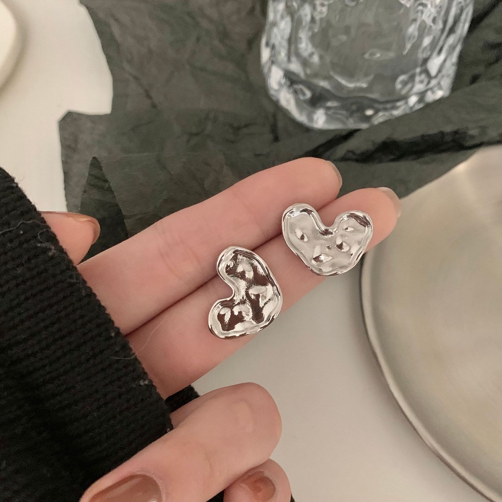 Bông Tai Hình Trái Tim Màu Xanh Dương Phong Cách Punk Hiphop Thời Trang Cho Nữ