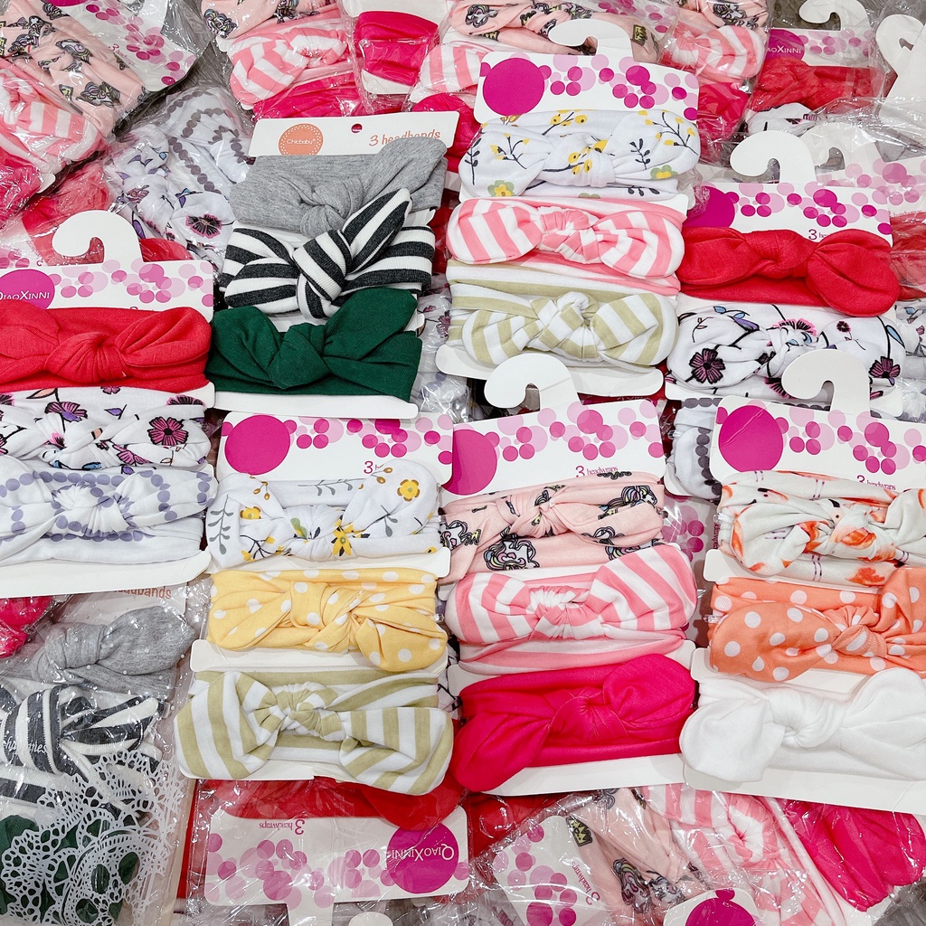 Sét 3 Chiếc Turban Nơ Siêu Xinh Cho Bé gái (0-2y)