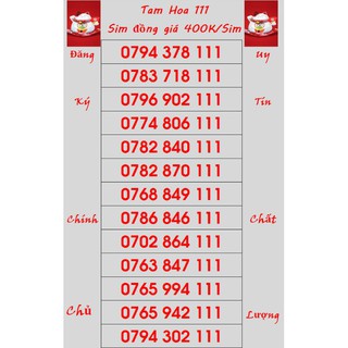 Sim số đẹp mobifone tam hoa 111