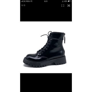 (Order) sz 35-40 Boots cổ lửng buộc dây đen trắng năng động, đế 4cm