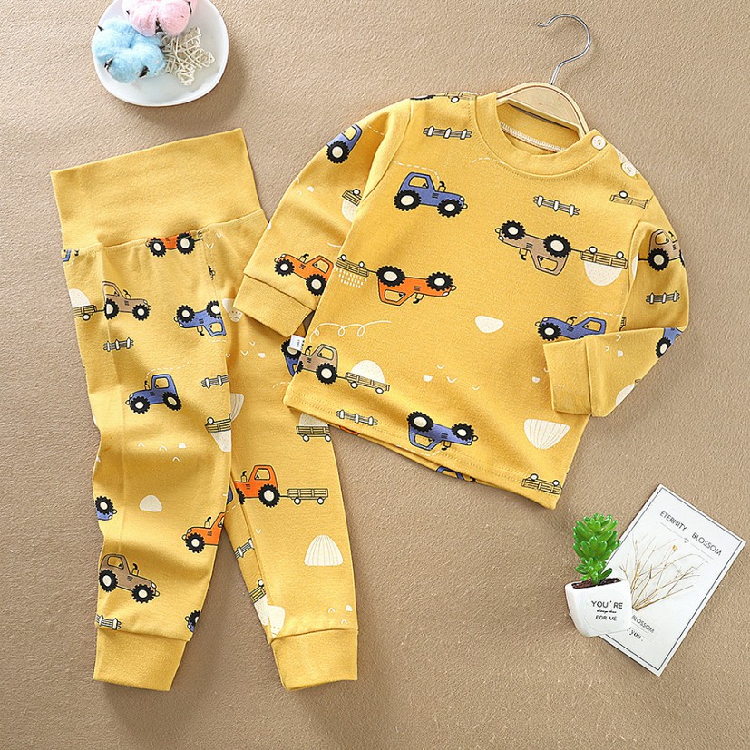 Bộ Đồ Cotton Xuất Hàn "Baby world" Quần Dài Cạp Cao Cho Bé Trai, Bé Gái. Từ 6kg - 17kg.