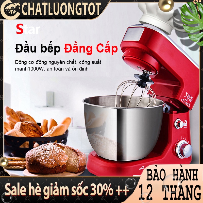 Máy nhào bột đánh trứng cỡ lớn đa năng bát inox 5 lít /6.5 lít trộn salad 3 trong 1 toàn tự động