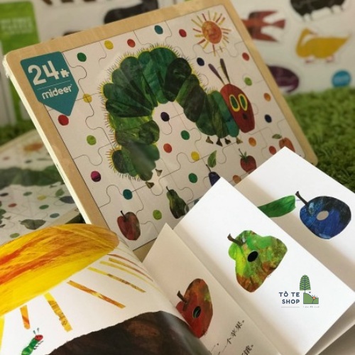 Ghép hình gỗ 24 miếng chú sâu háu ăn , tranh ghép hình Mideer MD3079 , Puzzle The Very Hungry Caterpillar