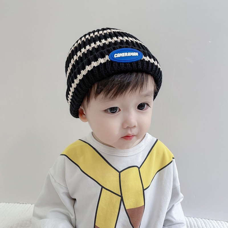 Mũ len dệt kim AMILA trùm đầu kiểu Hàn Quốc thời trang mùa đông cho bé