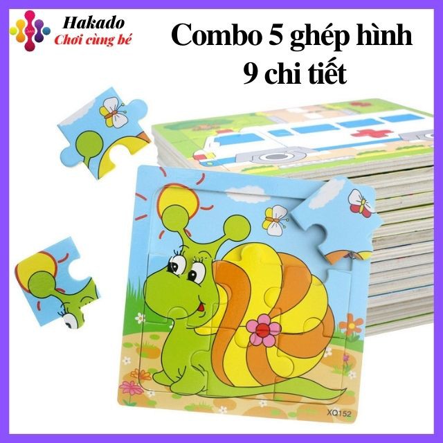 Combo 5 ghép hình 9 miếng 15x15cm